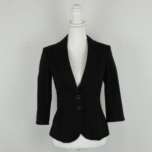 White House Black Market Women's Size 0 Black Single Breasted 3/4 Sleeve Blazer